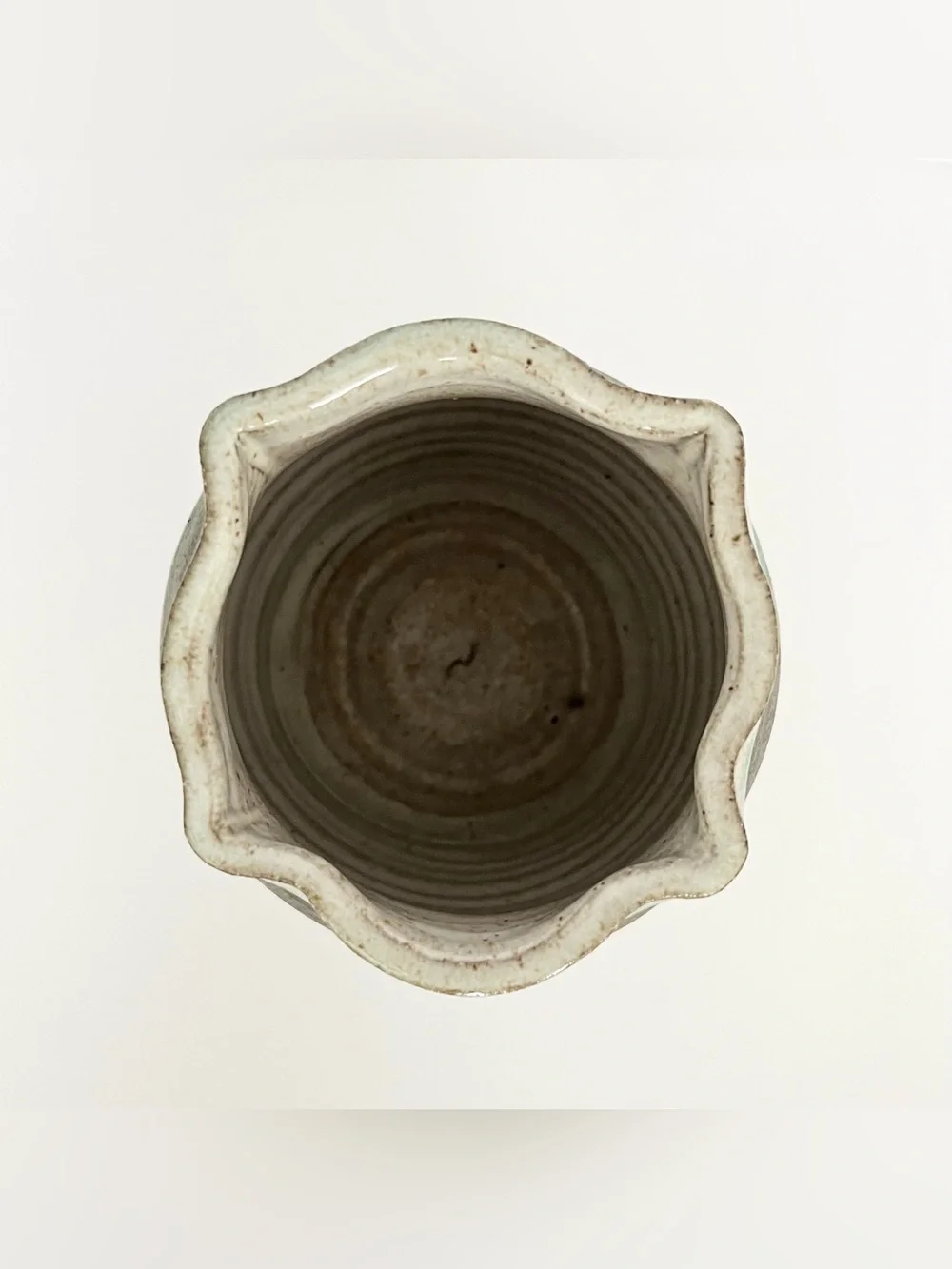 Studio Pottery Handmade Ceramic Green Vase Round Bulbous Organic Shape Rustic